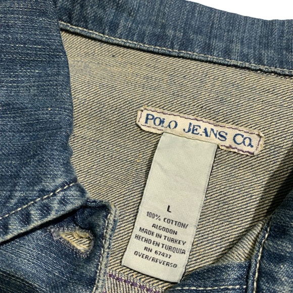 RALPH LAUREN | Polo Jeans Co Distressed Libby Patched Jean Jacket - Sz Large - Picture 10 of 13